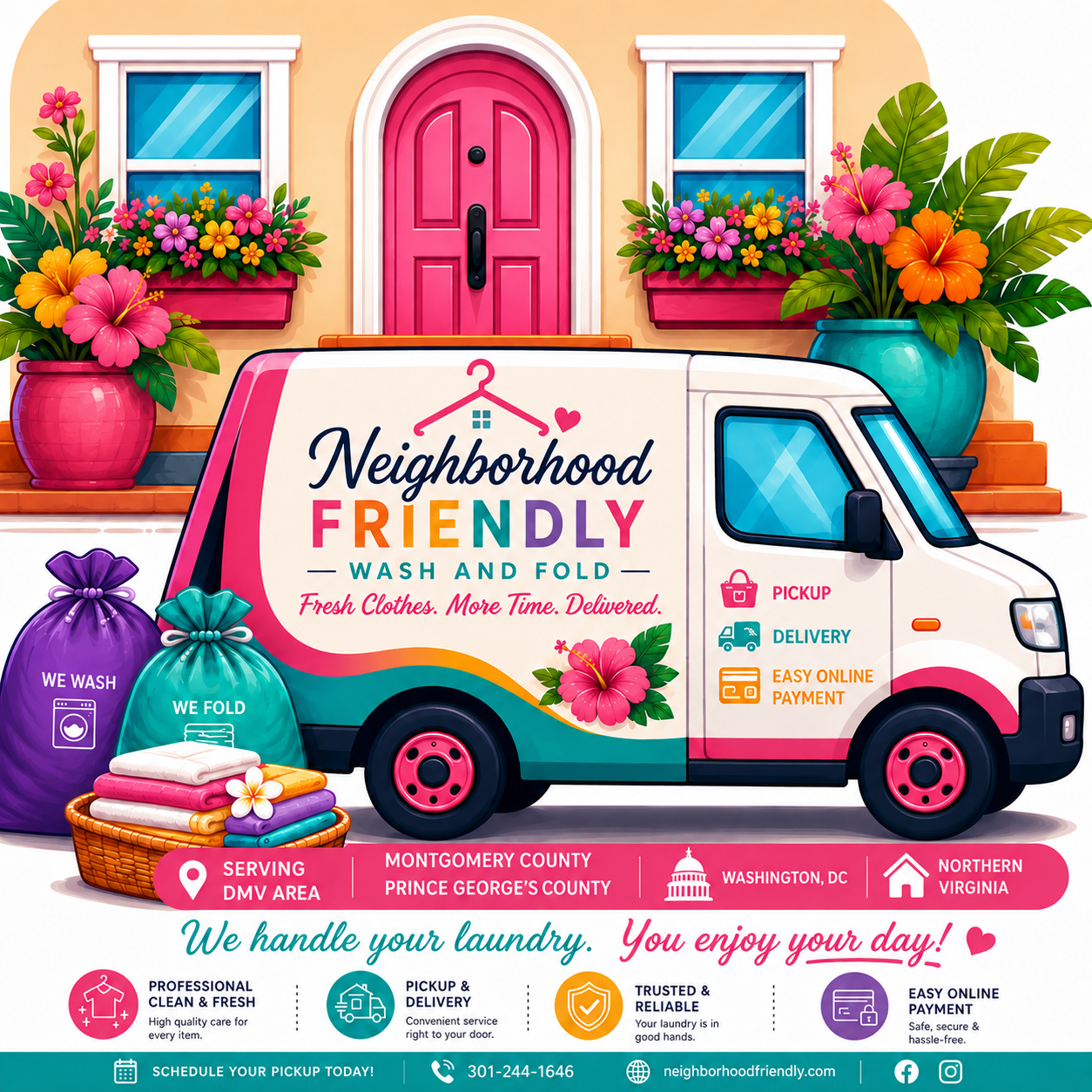 Neighborhood Friendly Wash and Fold pickup and delivery van